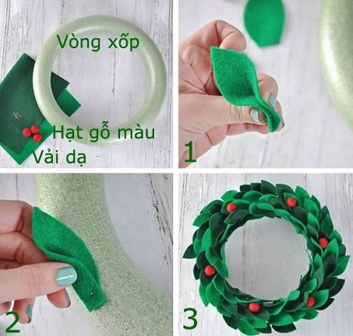 Cách làm vòng nguyệt quế trang trí đêm Giáng sinh-17