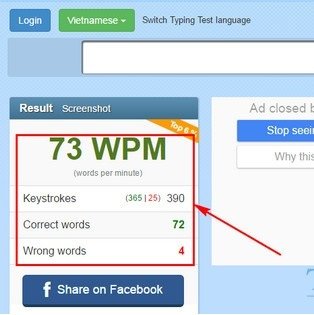 Cách kiểm tra tốc độ đánh máy, gõ phím 10 ngón-6