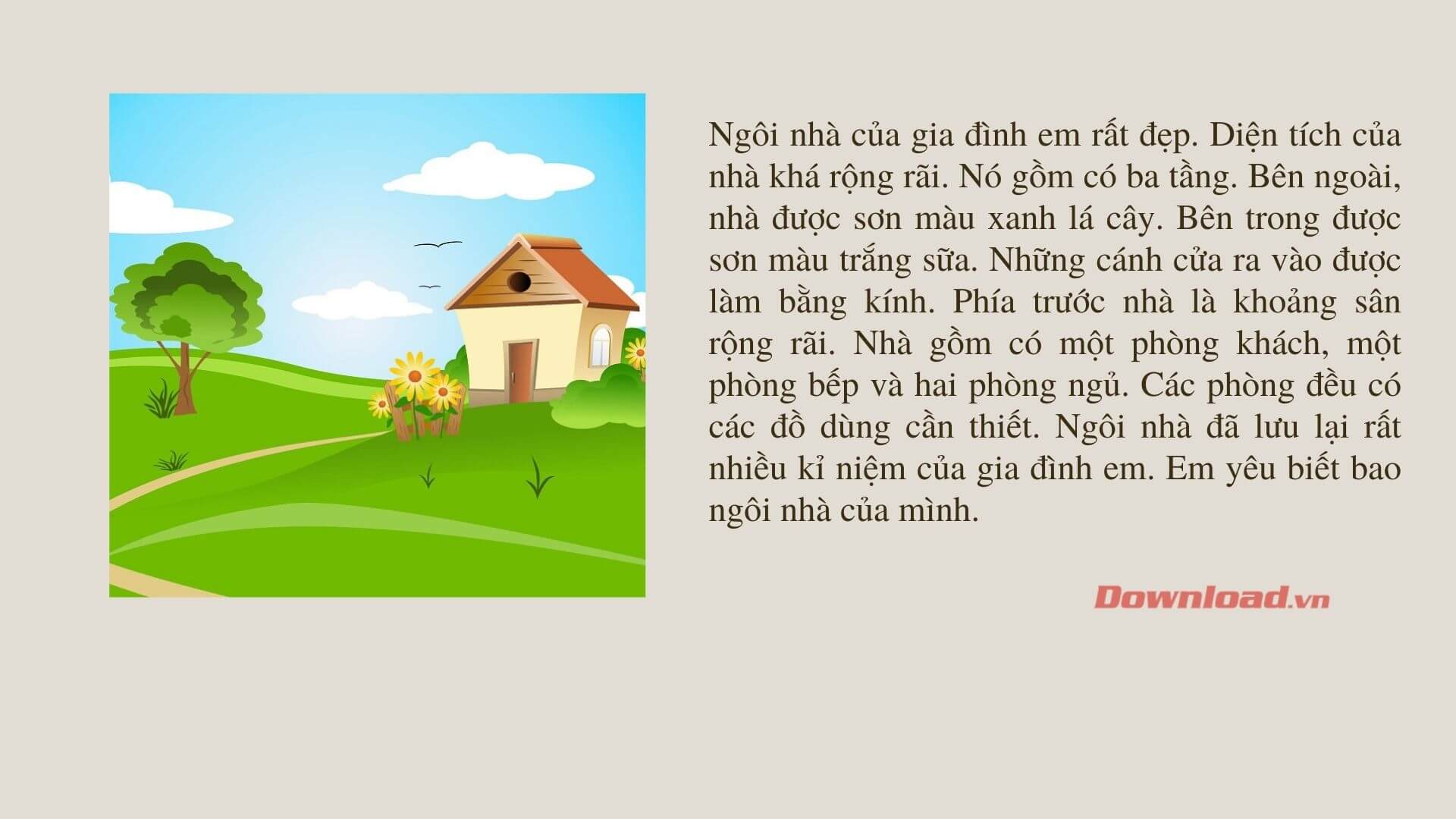 Tập làm văn lớp 3: Tả ngôi nhà của gia đình em (22 mẫu) Những bài văn mẫu lớp 3